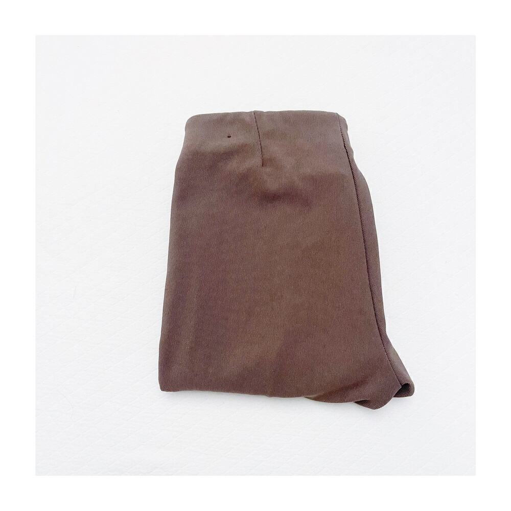 Zara Brown Stretch Pant Split Hem Textured Throuhout SZ L